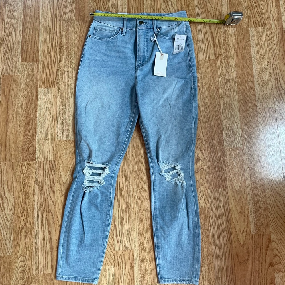 Good American Light Blue Ripped good waist crop Skinny Jeans 6/28